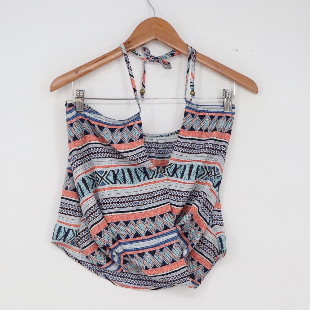 Albertine Halter Top Womens S Multi Geometric Draped Front Excellent